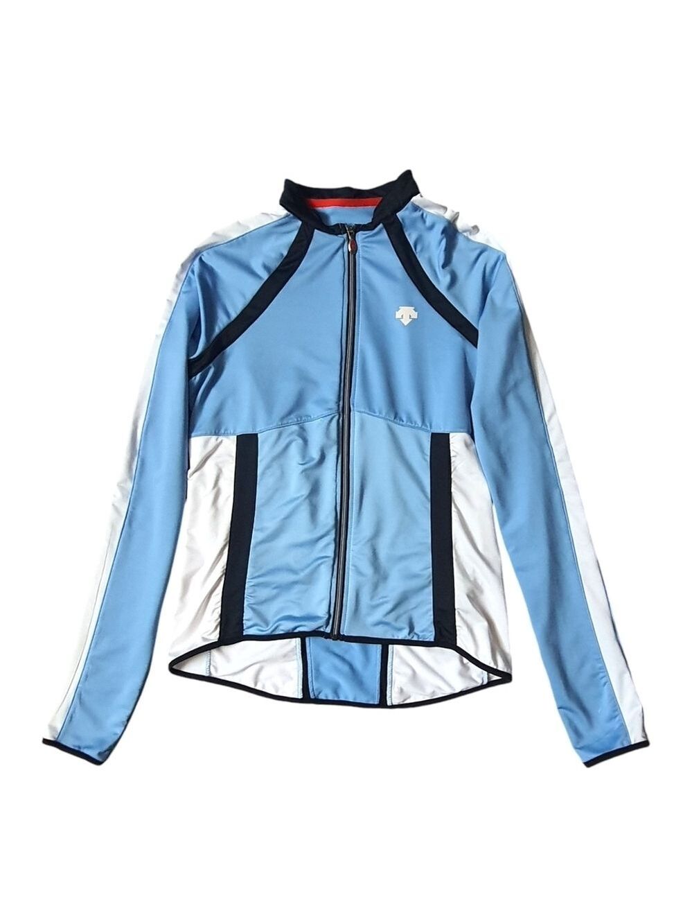Descente Cycling Jersey Top Womens L Icefil Blue Long Sleeve Full Zip w/Pockets